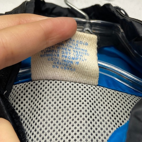 VTG Cheetah Windbreaker Jacket Men XL Blue BlackMesh Lined Hooded Long Sleeve - Picture 8 of 15